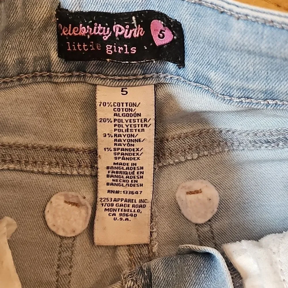 Celebrity Pink Light Blue Distressed Jeans Size 5 Girls